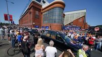 Rangers players and fans pay respects to Andy Goram at his funeral