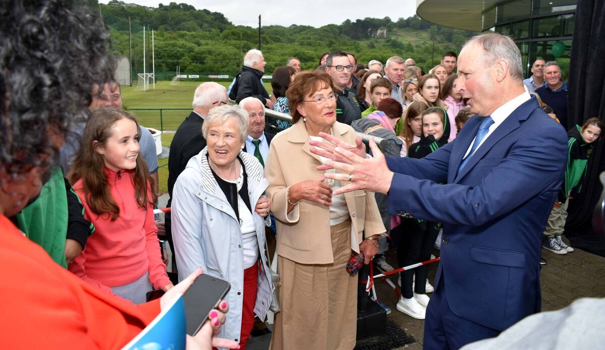An Taoiseach Micheál Martin speaking to fellow Nemo Rangers members at the opening of the club's centenary wall. An Taoiseach Micheál Martin speaking to fellow Nemo Rangers members at the opening of the club's centenary wall.