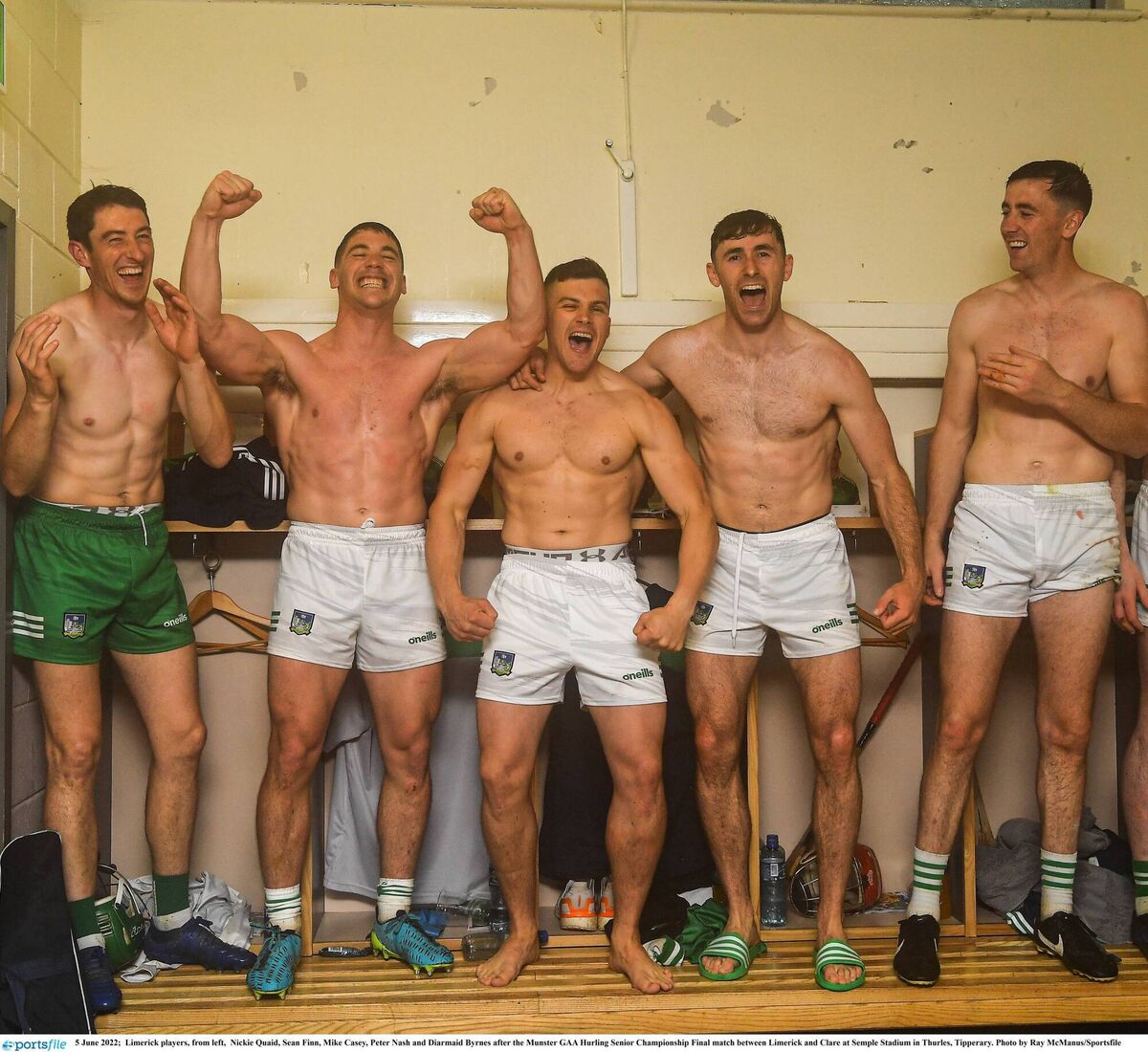 SERIOUS SHAPE: Limerick players Nickie Quaid, Sean Finn, Mike Casey, Peter Nash and Diarmaid Byrnes after the Munster final. Picture: Ray McManus/Sportsfile SERIOUS SHAPE: Limerick players Nickie Quaid, Sean Finn, Mike Casey, Peter Nash and Diarmaid Byrnes after the Munster final. Picture: Ray McManus/Sportsfile