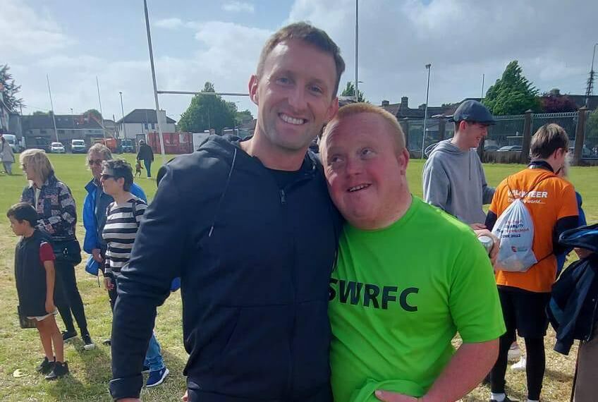 Luke Dennehy and Stuart McCarthy after a rugby game with Sunday's Well Rebels. 