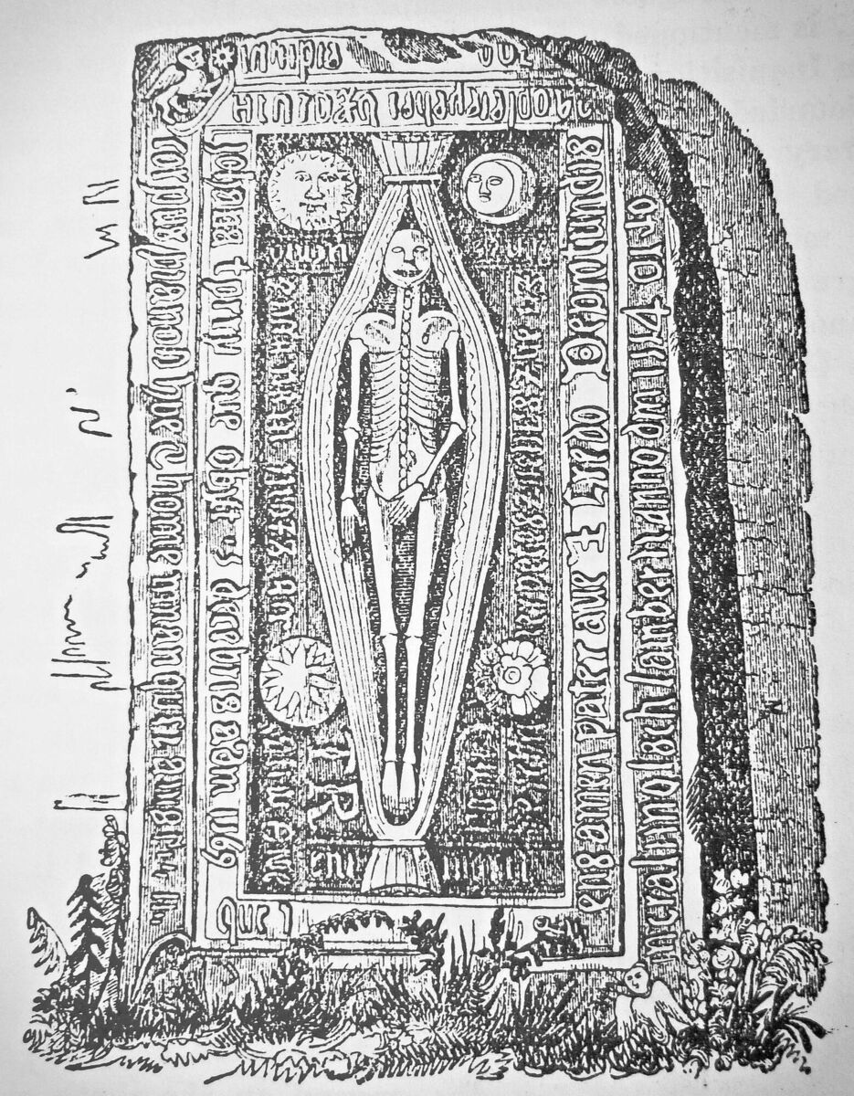 The magnificent monumental ‘Modest Man’ stone of Thomas Ronan who was Mayor of Cork in 1537 and 1549. Today this historic stone stands in the foyer of Triskel: Christchurch and welcomes visitors. Taken from the Dublin Penny Journal. Vol. 11. Courtesy: Cork City Library 