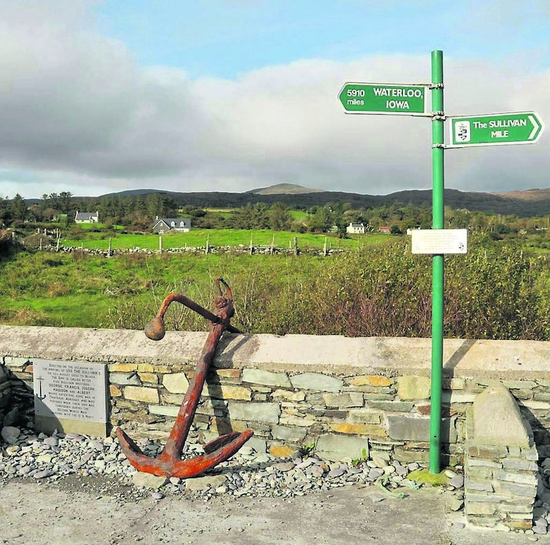 The memorial to the Sullivan brothers at Kilfrask. The five died in World War II and there was a film made about them, as well a warship named in their memory