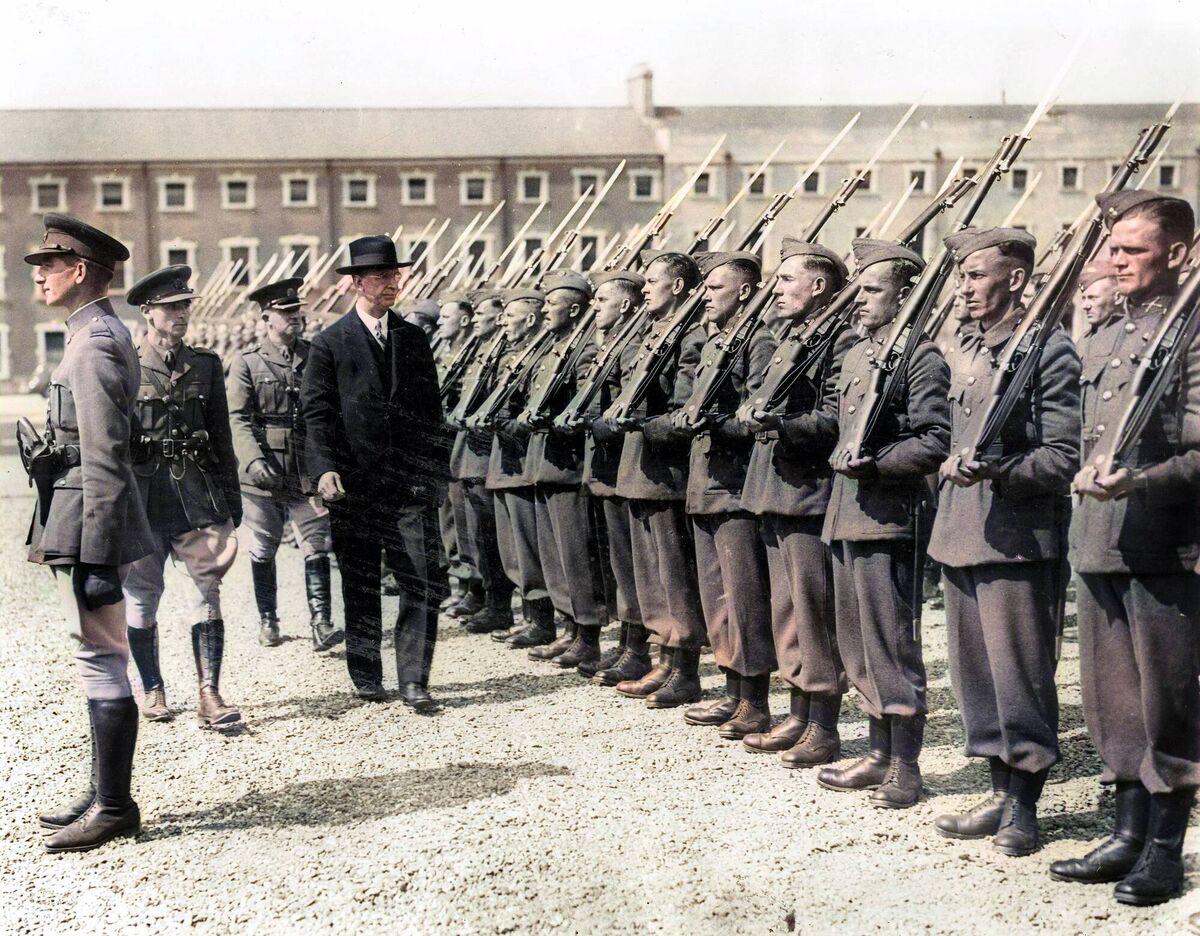Then taoiseach Éamon de Valera inspecting a guard of honour during a visit to Collins Barracks, Cork, in August 1940.