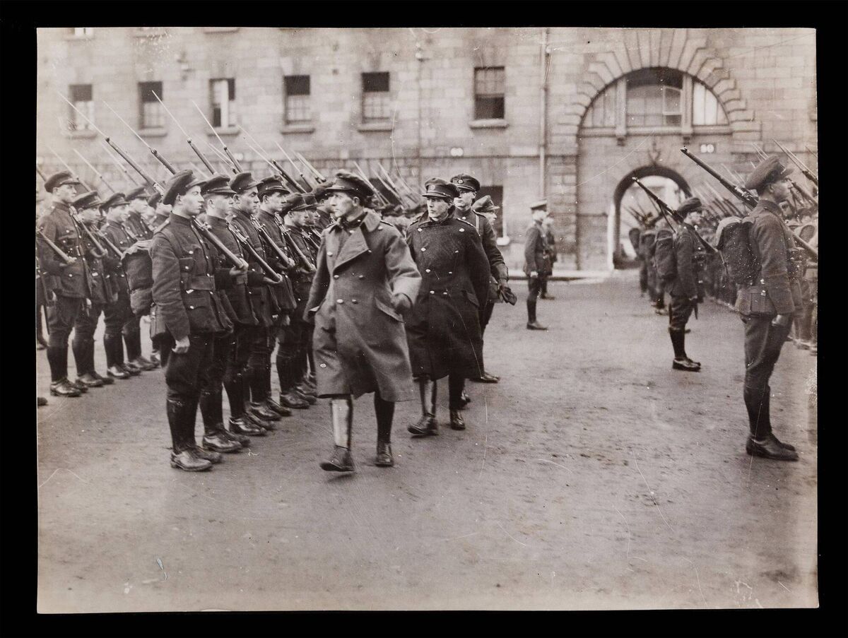 General Mulcahy Inspecting National Army after evacuation of British Military Forces Collins Barracks 1922