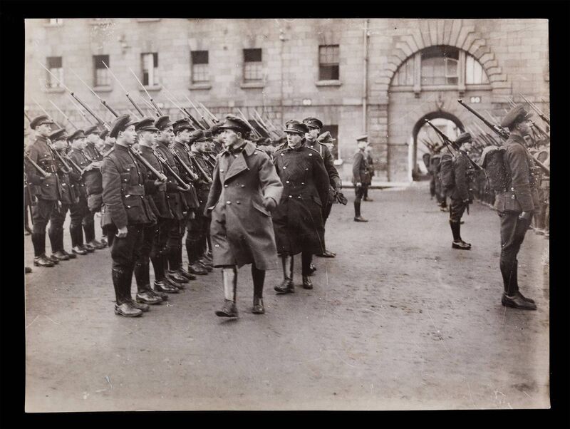 General Mulcahy Inspecting National Army after evacuation of British Military Forces Collins Barracks 1922 General Mulcahy Inspecting National Army after evacuation of British Military Forces Collins Barracks 1922