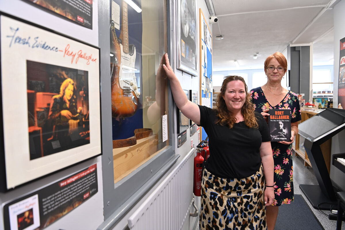 Nicola Lyons, acting executive Librarian in the lending section, with Elaine Moynihan, library assistant, in the Rory Gallagher music library at Cork City Library. Picture Dan Linehan
