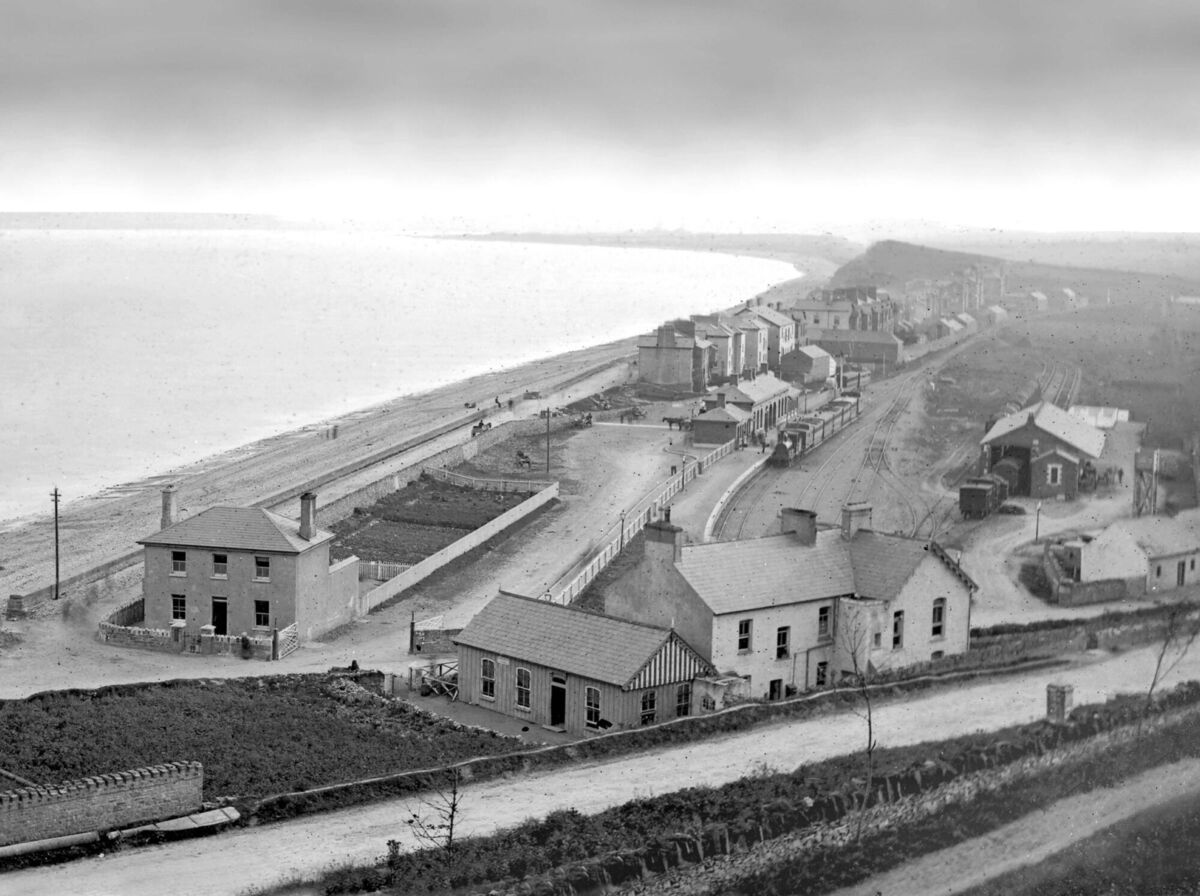 Youghal railway station in the early part of the 20th, next to the seaside.