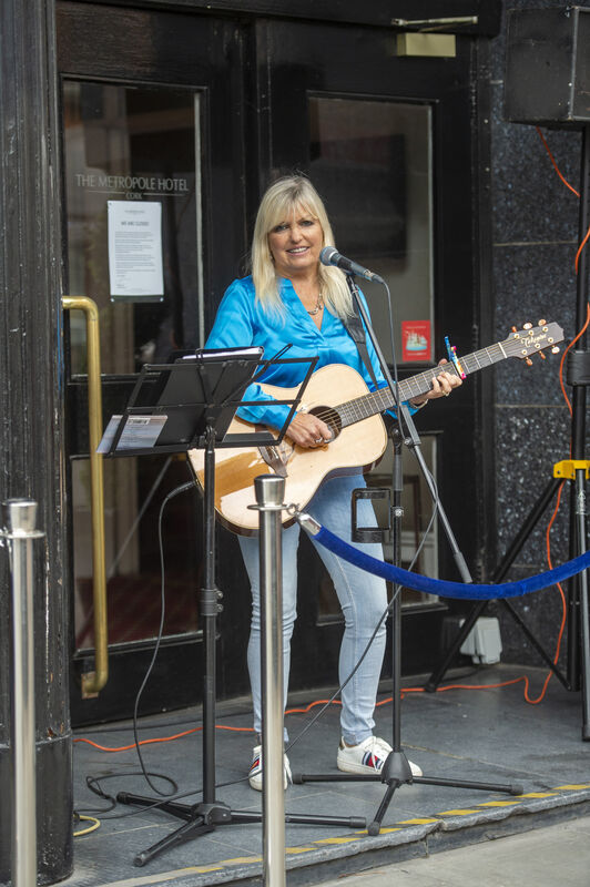  The Metropole Hotel, Cork celebrated its 123rd birthday on Sunday afternoon with singer-songwriter Fiona Kennedy entertaining outside the hotel.  Picture Dan Linehan
