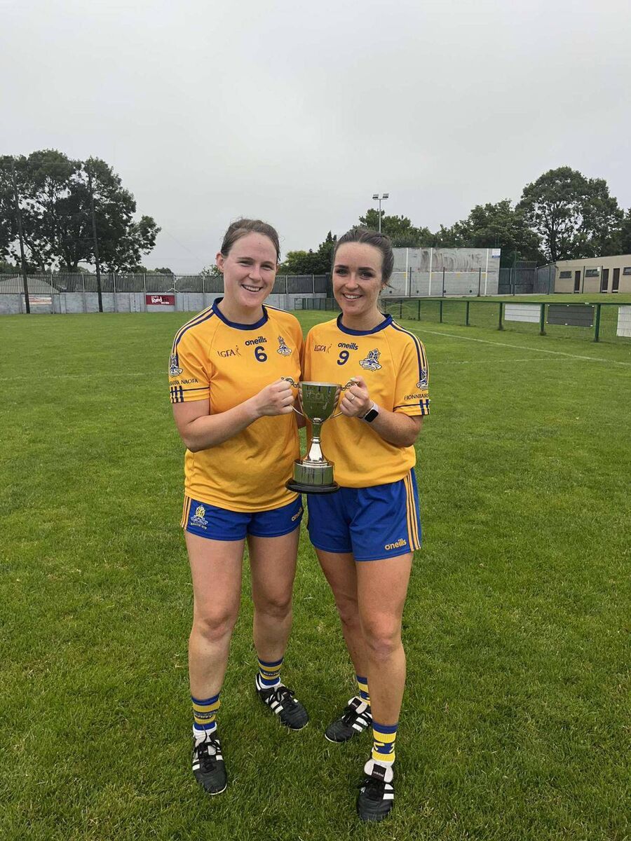 St Finbarr's junior football captain Keeva McCarthy with Aisling Shannon after the Barrs defeated Clann na nGael in the league final. St Finbarr's junior football captain Keeva McCarthy with Aisling Shannon after the Barrs defeated Clann na nGael in the league final.