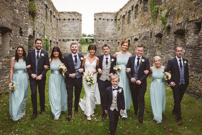 The couple and their wedding party