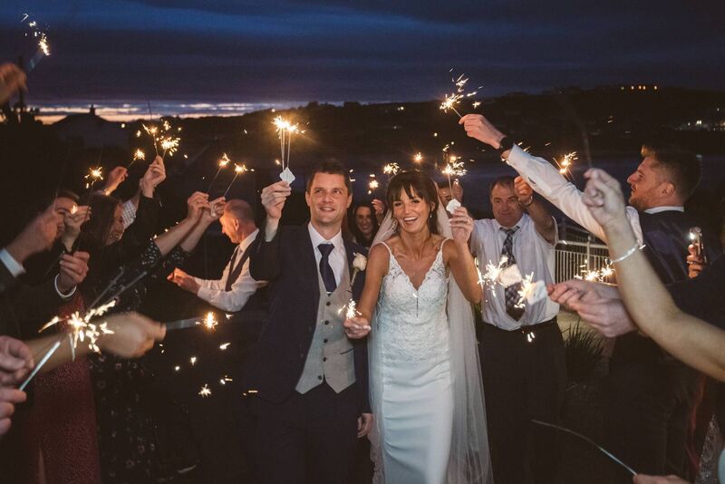 Enjoying their wedding reception at Dunmore House Hotel, Clonakilty.