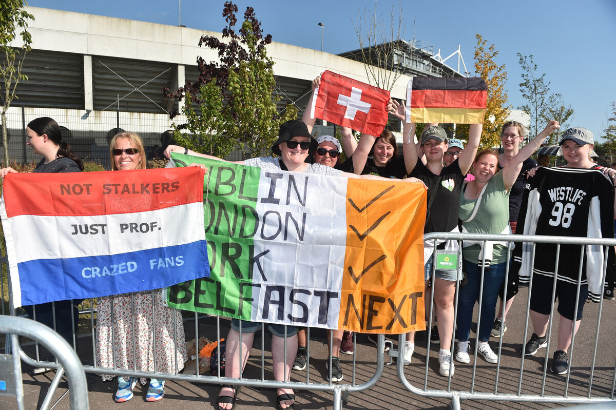Fans from Germany, Switzerland and Belfast at the Westlife concert at Pairc Ui Chaoimh, Cork . Picture; Eddie O'Hare Fans from Germany, Switzerland and Belfast at the Westlife concert at Pairc Ui Chaoimh, Cork . Picture; Eddie O'Hare
