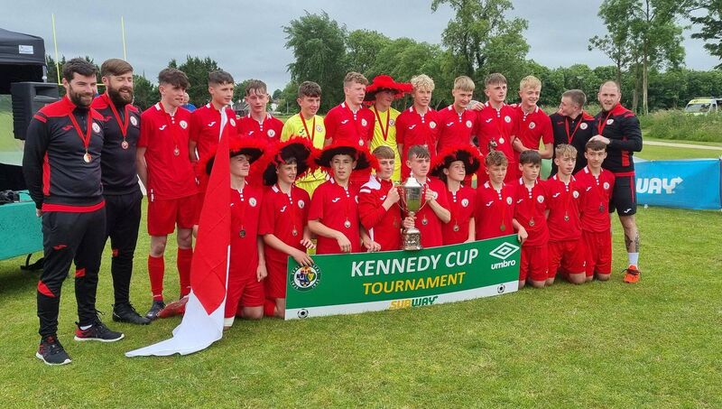 The Cork Schoolboys League U14 team and management after winning the Kennedy Cup at UL.