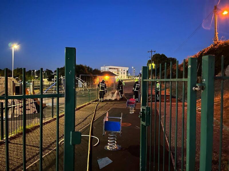 Fire brigade attend to blaze in Ballincollig playground. Pic: Eolan Ryng