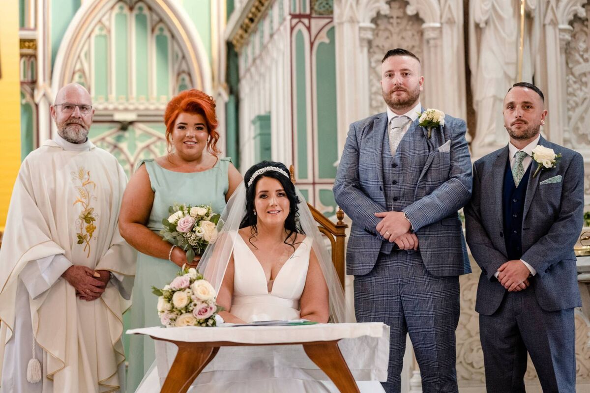 Melissa and Mark with their Maid of Honour, Aoife McCarthy and Best Man Alan Cullinane.