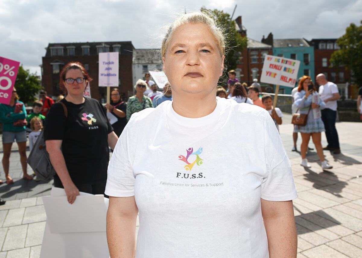 Yvonne McMahon, taking part in the FUSS protest in Cork on Saturday. Picture; Eddie O'Hare Yvonne McMahon, taking part in the FUSS protest in Cork on Saturday. Picture; Eddie O'Hare