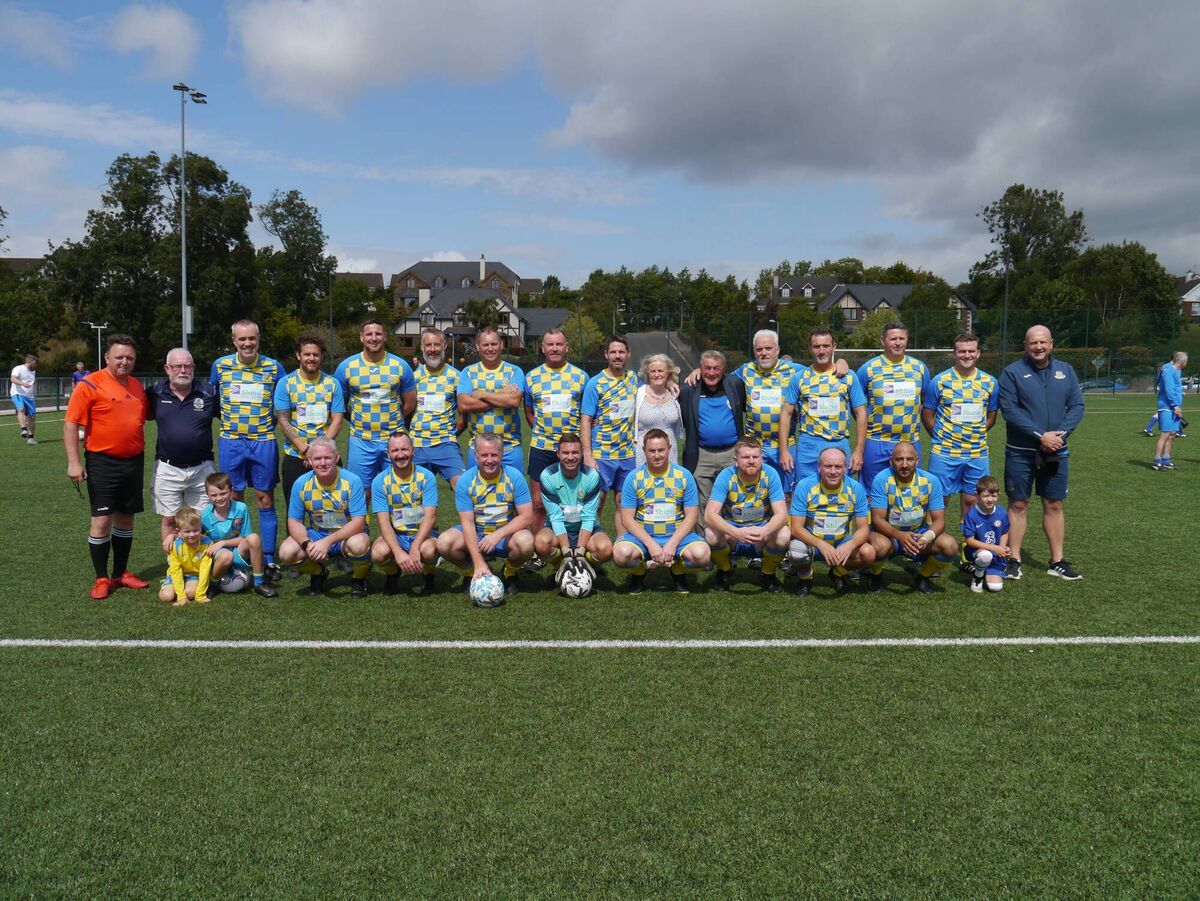 The Carrigaline team before the recent Bobby Tambling fundraiser. 