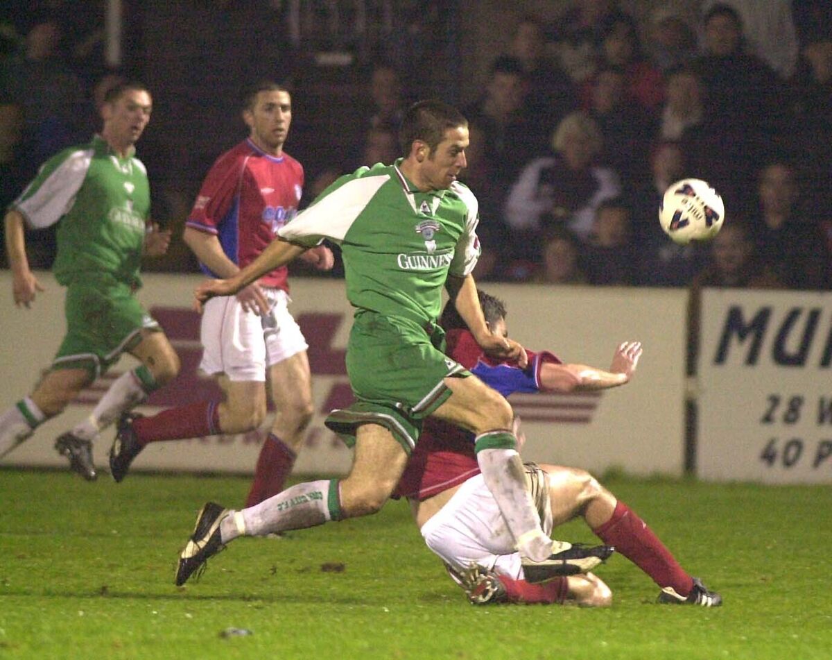 Cork City Alan Bennett gets in behind the Shelbourne defence in Turner's Cross. Picture: Eddie O'Hare