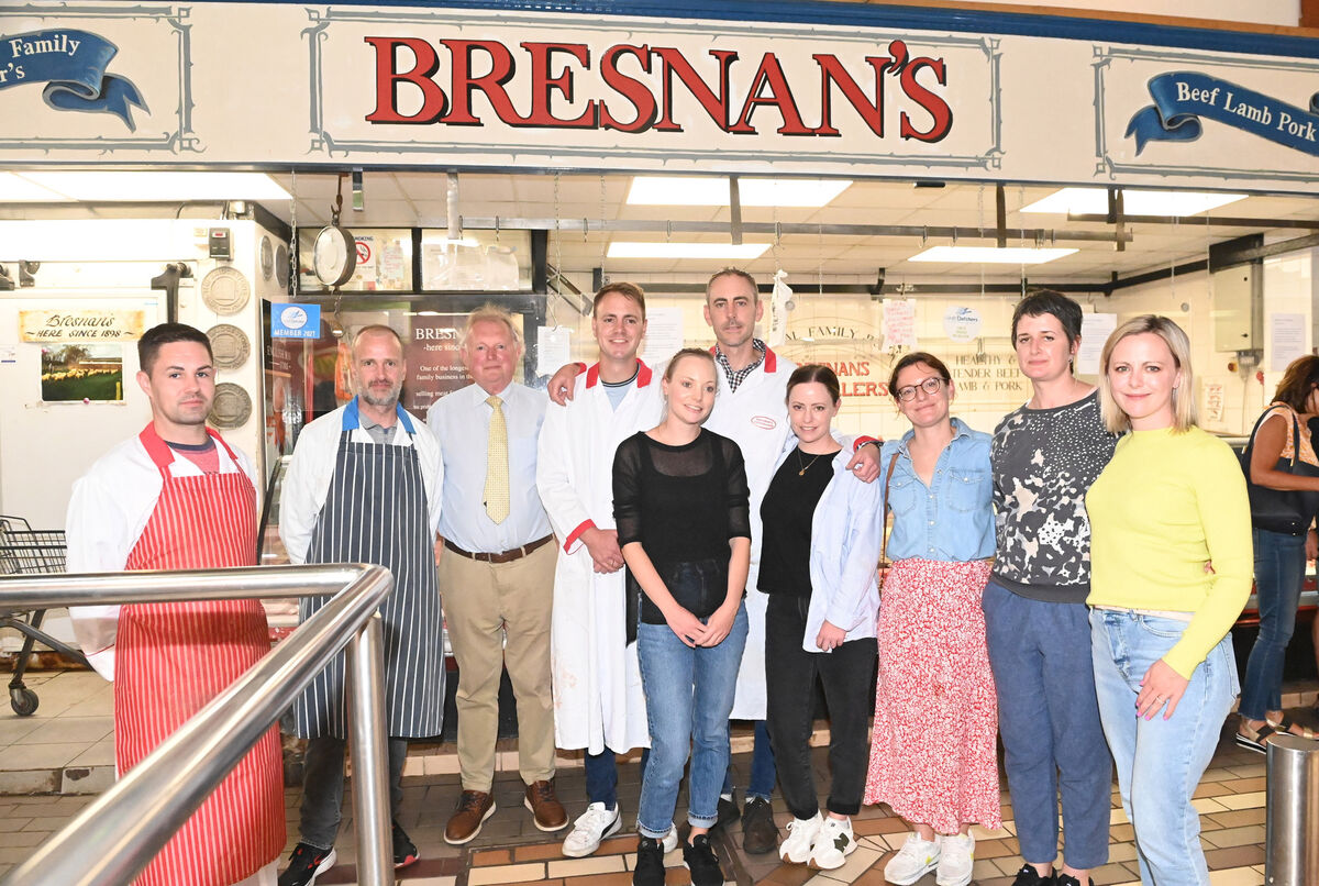 20th August 20222 Bresnan's butchers at the English market in Cork which closed on Saturday, included are family members Peter, Daniel, Judy, Katie, Laura, and Claire Bresnan, with couisns, Patrick O'Flynn, Eoin and Eimear O'Mahony and Jason Long, staff. Picture: Eddie O'Hare 20th August 20222 Bresnan's butchers at the English market in Cork which closed on Saturday, included are family members Peter, Daniel, Judy, Katie, Laura, and Claire Bresnan, with couisns, Patrick O'Flynn, Eoin and Eimear O'Mahony and Jason Long, staff. Picture: Eddie O'Hare