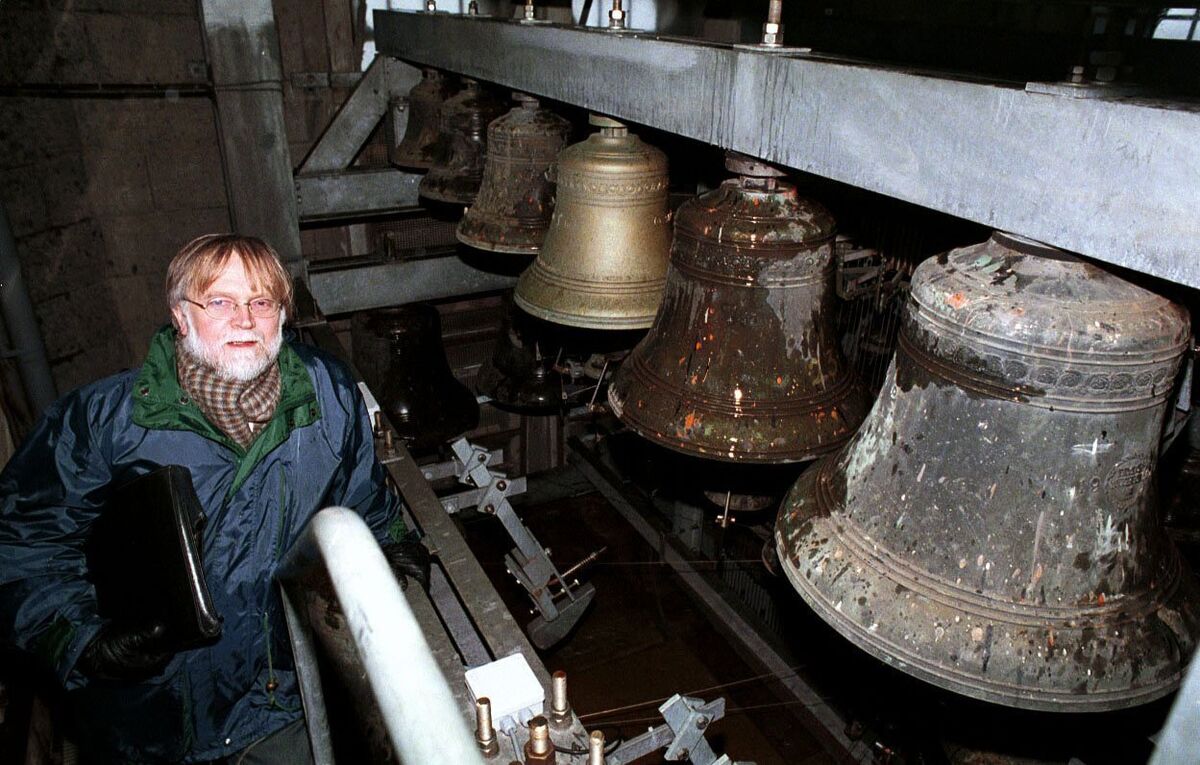 Adrian Gebruers inside the bell tower in 1999. Adrian Gebruers inside the bell tower in 1999.