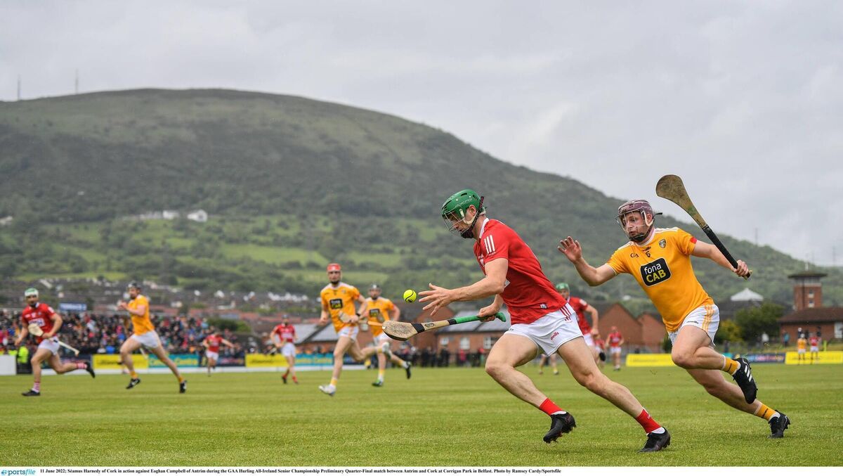 Fitzgerald Hurleys on tour: Séamus Harnedy burst clear against Antrim at Corrigan Park in Belfast. Picture: Ramsey Cardy/Sportsfile