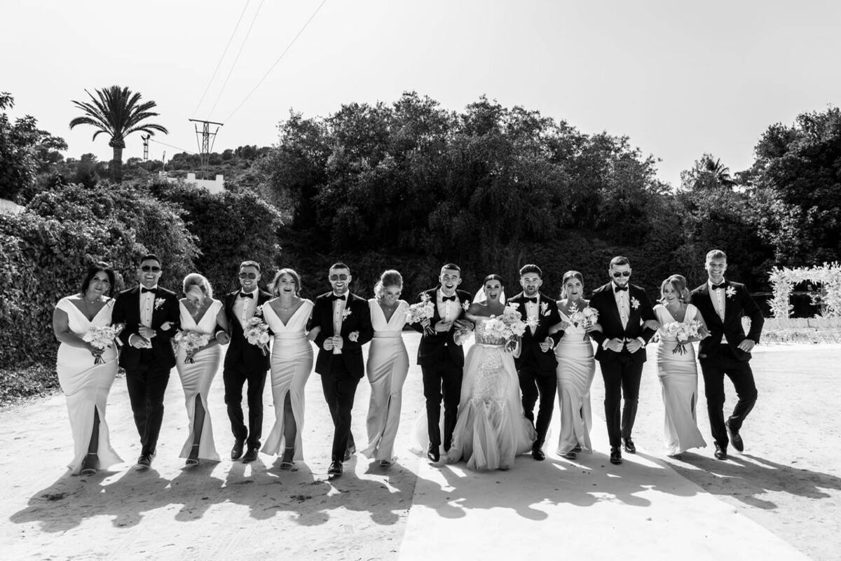 A MAGICAL DAY: The wedding party with the bride and groom, who were married at Finca La Concepcion, in Marbella, Spain.