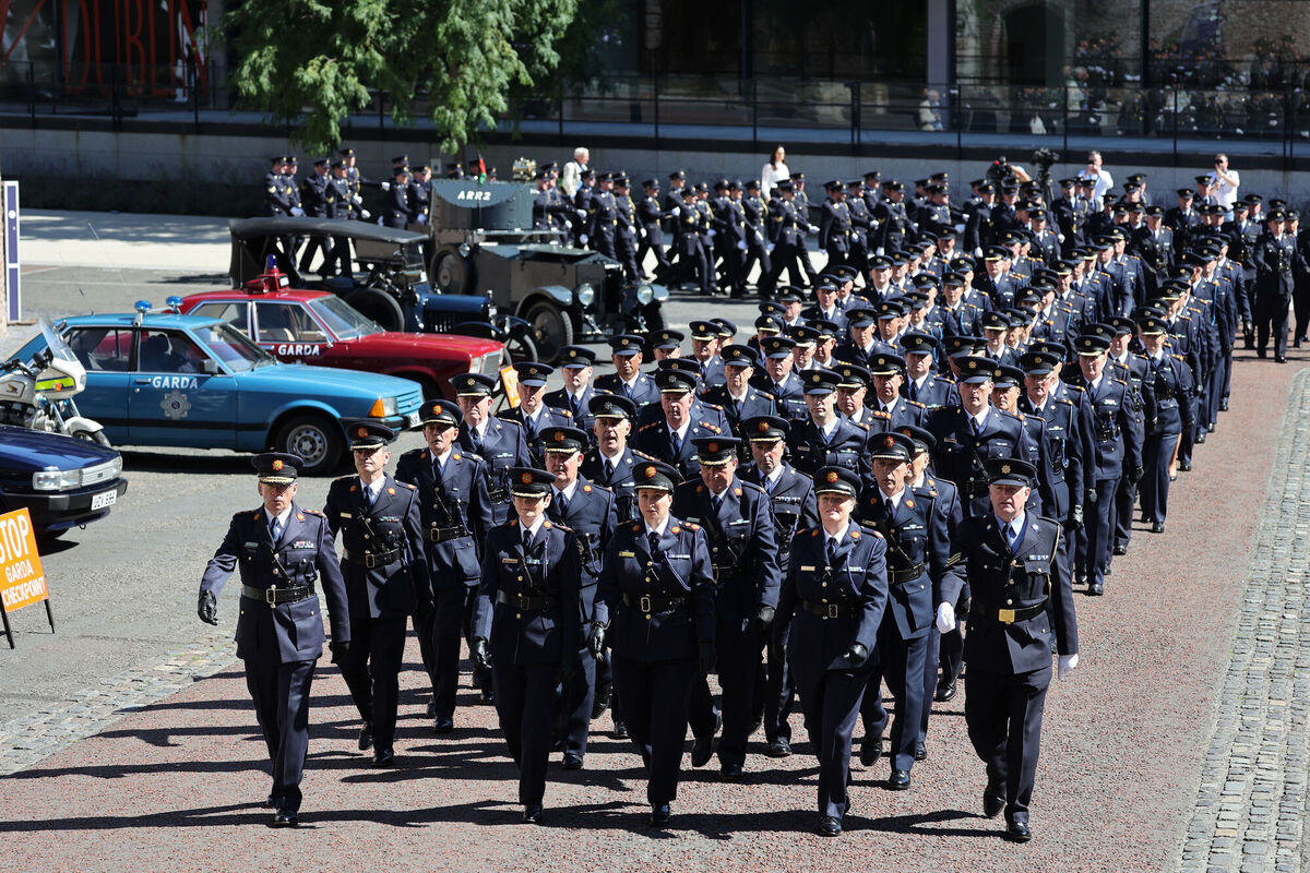 Gardai during the parade into Dublin Castle. Gardai during the parade into Dublin Castle.