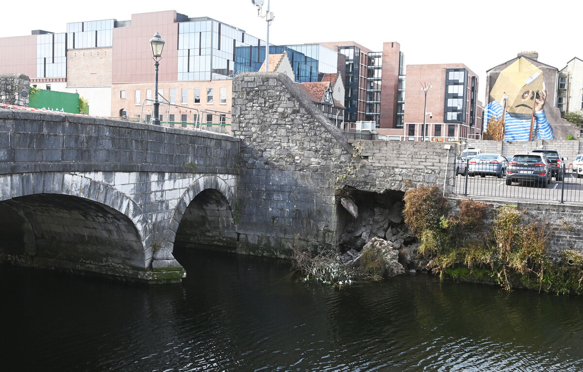 The wall at the car park near South gate Bridge which collapsed in Cork on Saturday. Picture: Eddie O'Hare The wall at the car park near South gate Bridge which collapsed in Cork on Saturday. Picture: Eddie O'Hare