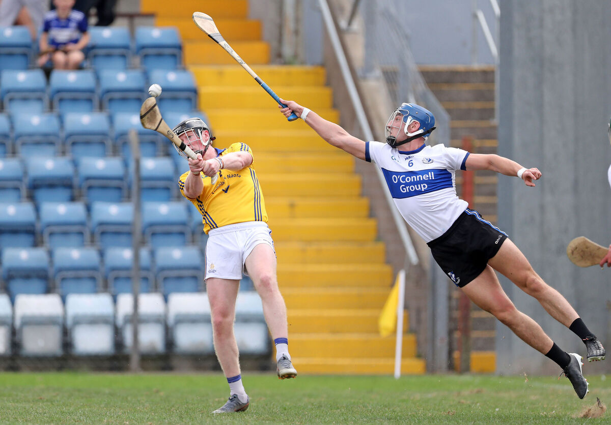 Paul Leopold of Sarsfields tries to block a shot from Conor Cahalane of St Finbarr's. Picture: Jim Coughlan Paul Leopold of Sarsfields tries to block a shot from Conor Cahalane of St Finbarr's. Picture: Jim Coughlan