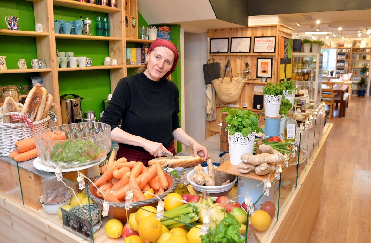 Nicola Smyth, proprietor, preparing a savoury sourdough bagette in the Antiquity Bookshop Café, Skibbereen, Co. Cork. Picture: Denis Minihane. Nicola Smyth, proprietor, preparing a savoury sourdough bagette in the Antiquity Bookshop Café, Skibbereen, Co. Cork. Picture: Denis Minihane.