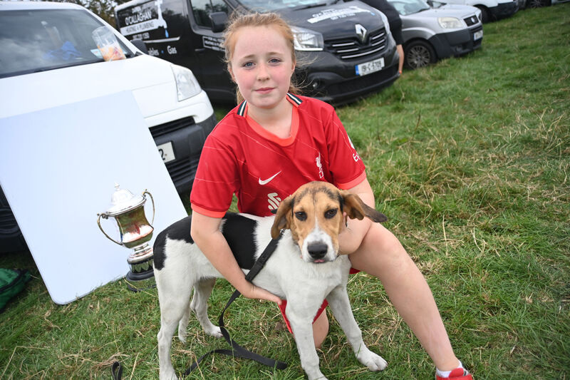 Ava O'Mahony and her puppy Roxy at the Donal O'Mahony Memorial Draghunt at Blarney on Sunday. Pic: Larry Cummins Ava O'Mahony and her puppy Roxy at the Donal O'Mahony Memorial Draghunt at Blarney on Sunday. Pic: Larry Cummins