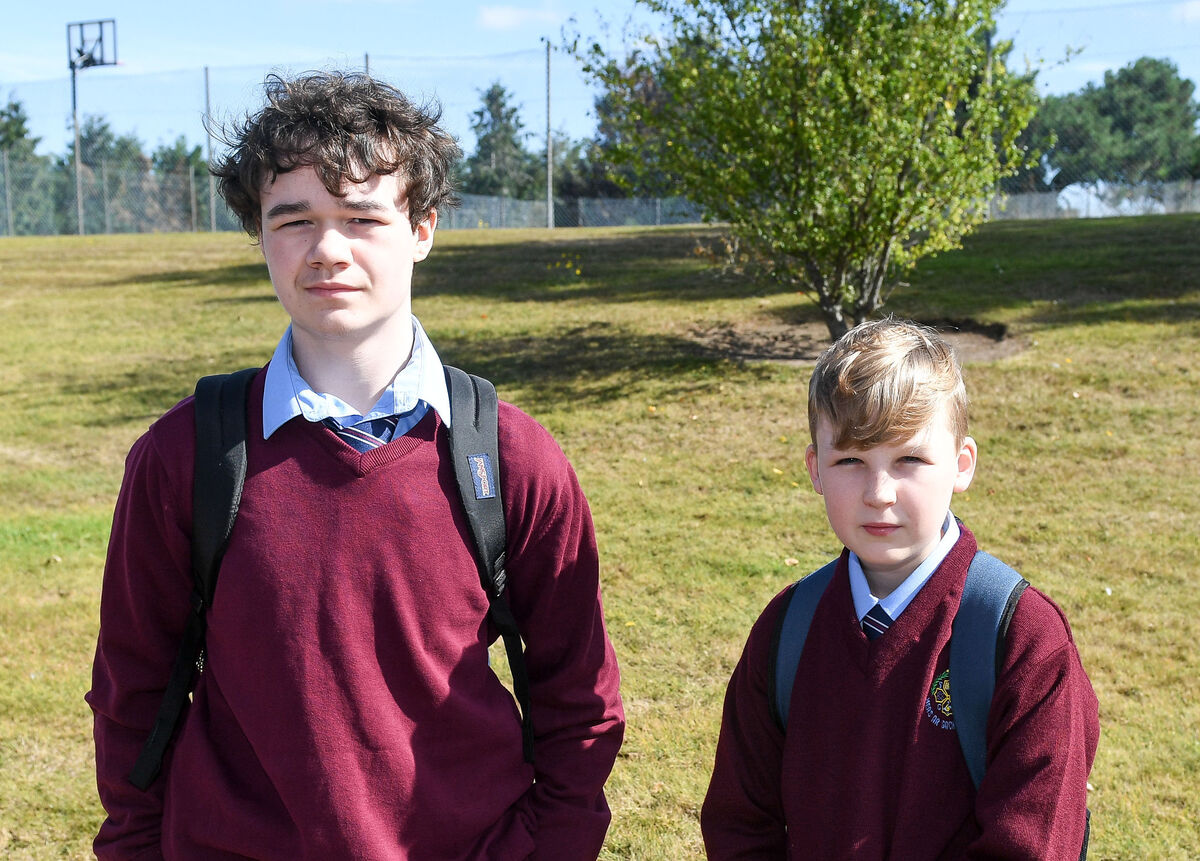  First-year students Cai Harris-Murphy and Sam Blackshields attending the return-to-school induction day at Mayfield Community School.Picture: David Keane.