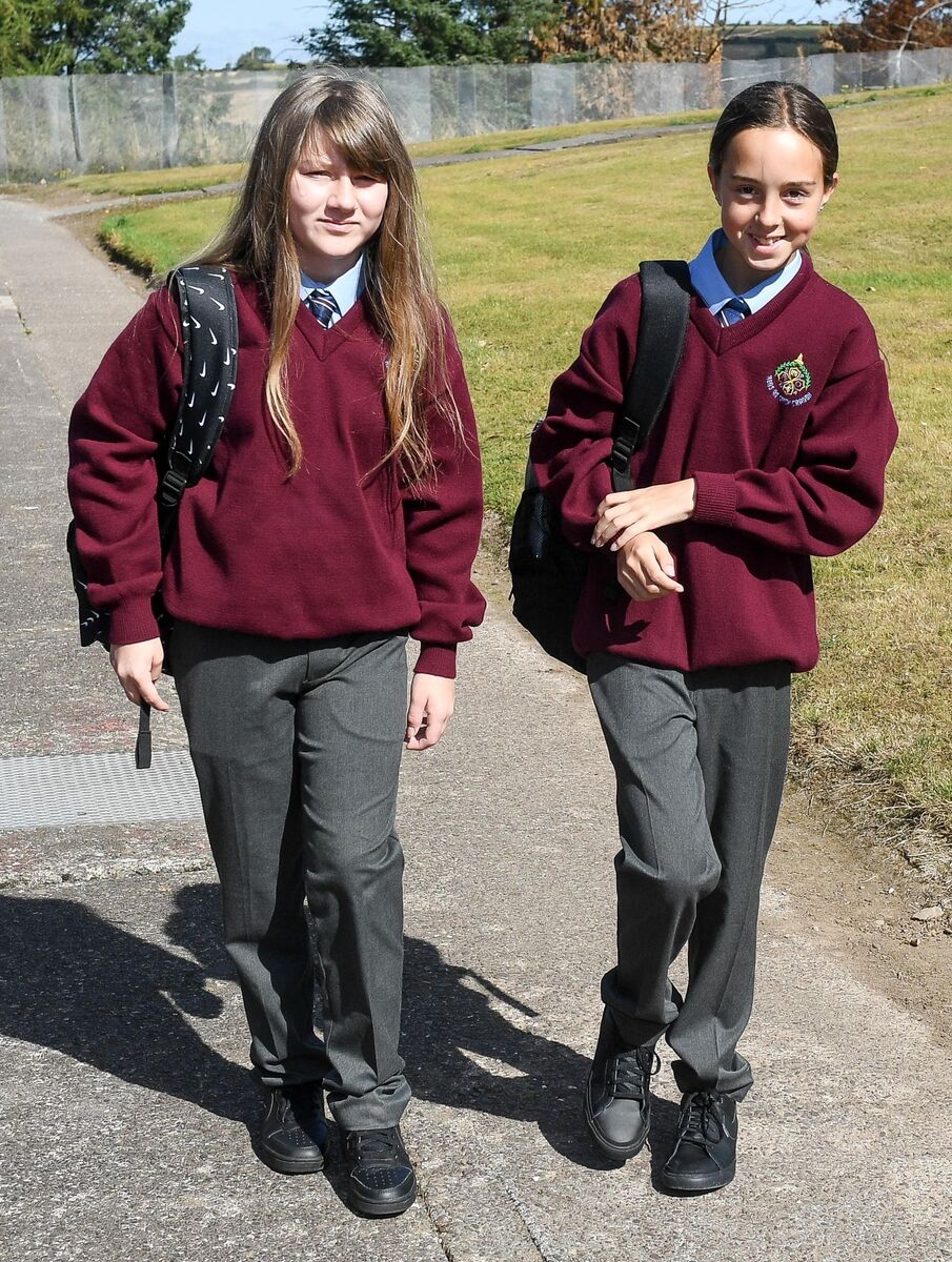  First-year students Tiana Hennessy and Sophie Desmond at the return-to-school induction day at Mayfield Community School.Picture: David Keane.