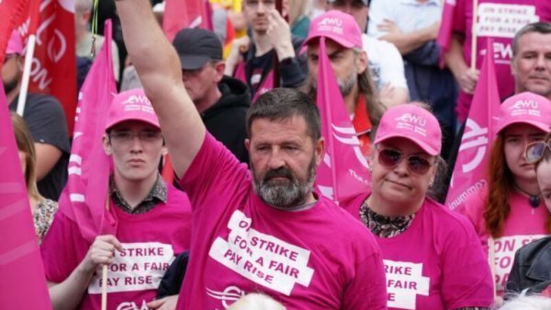 Postal and telecoms workers hold strike rally in Belfast Postal and telecoms workers hold strike rally in Belfast