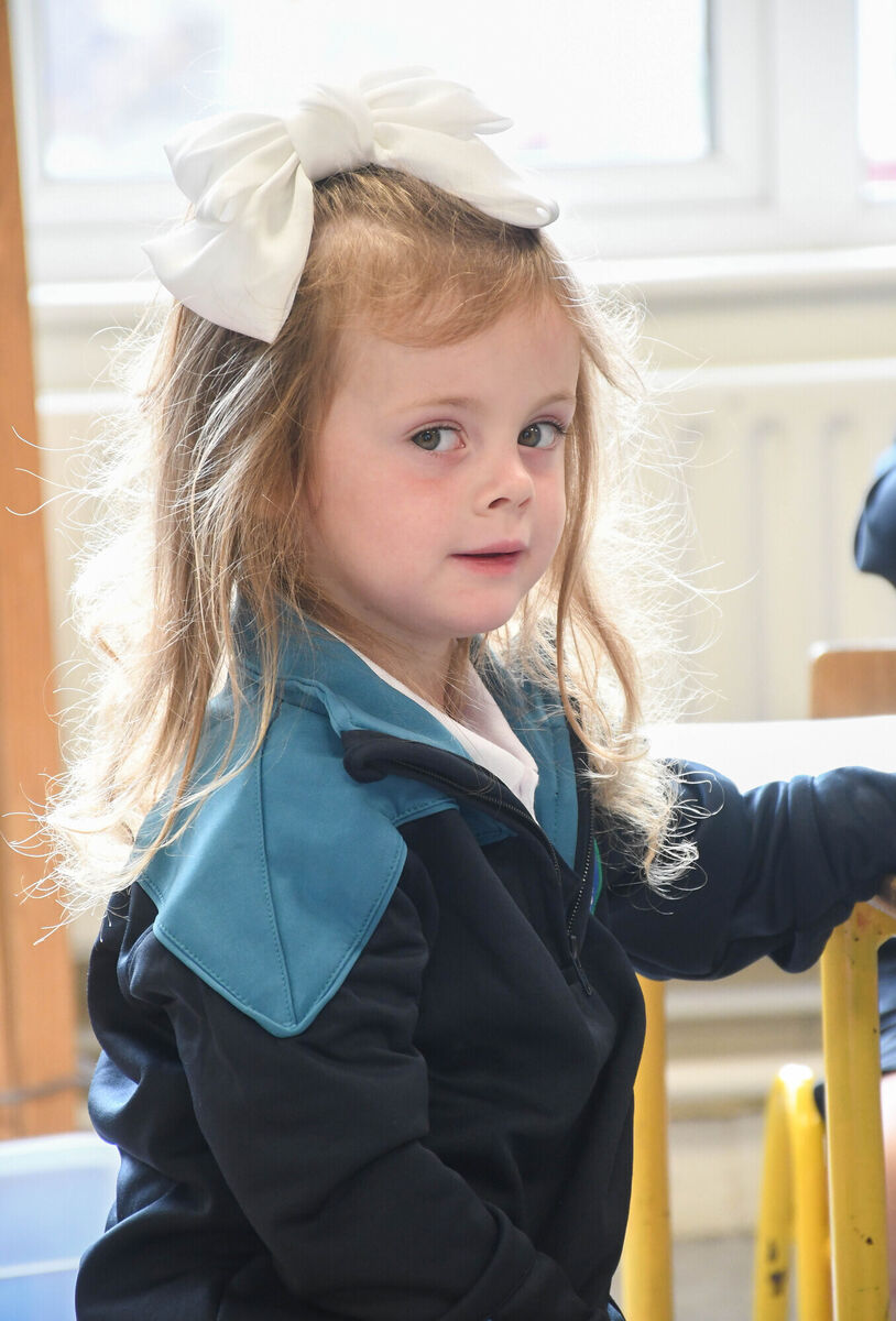 Harlee Hawkins pictured on her first day of school in Linda Buckley's Junior Infants Class in Strawberry Hill NS.