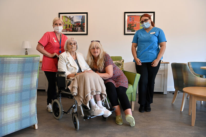 Fiona Corcoran with her mother Máire in the coffee dock at the Riverstick Care Centre, Cork with staff members Teresa O'Donovan, activities coordinator and Shona Cunningham, HCA. Picture Dan Linehan Fiona Corcoran with her mother Máire in the coffee dock at the Riverstick Care Centre, Cork with staff members Teresa O'Donovan, activities coordinator and Shona Cunningham, HCA. Picture Dan Linehan