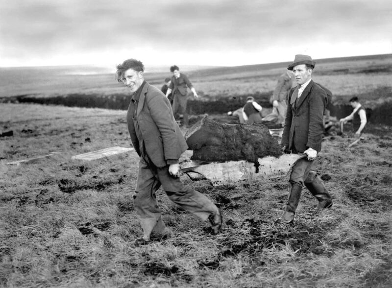 Turf cutting by Thompson’s Bakery employees at Nadd, Co. Cork, on June 6, 1947 - reader Pat Kelly recognised Tommy O’Keeffe (right) in the shirt and tie.