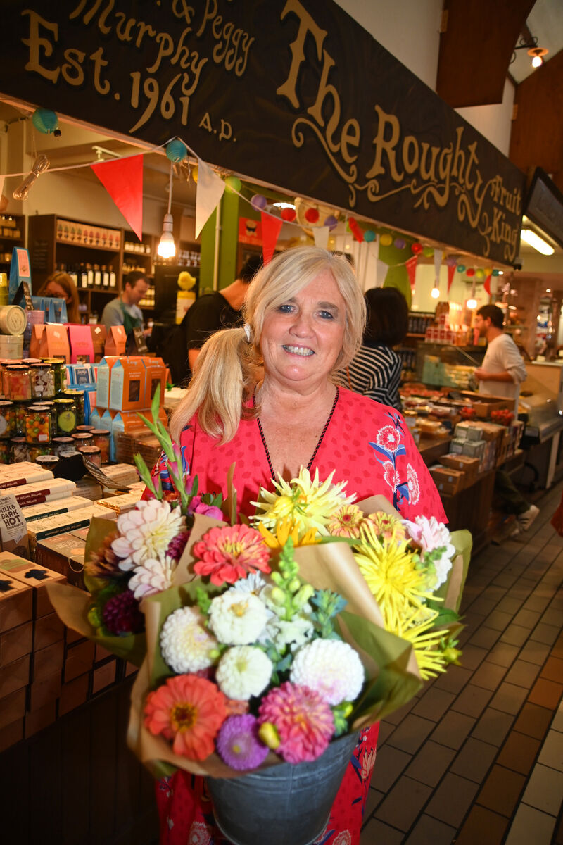 Margo Ann Murphy of the Roughty Food stall at the market. Death of 96yo British monarch Queen Elizabeth II. Pic: Larry Cummins