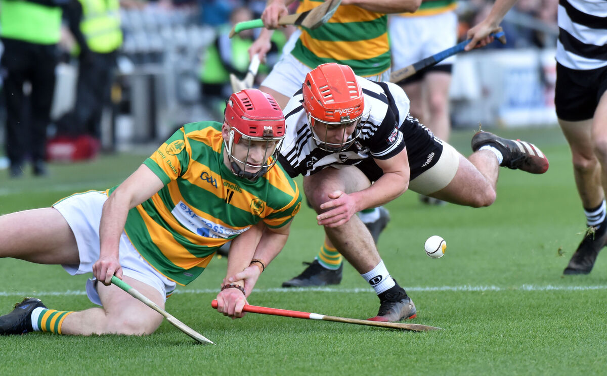 Midleton's Ciarmhac Smyth and Blackrock's Alan Connolly battling for the sliotar. Picture: Eddie O'Hare