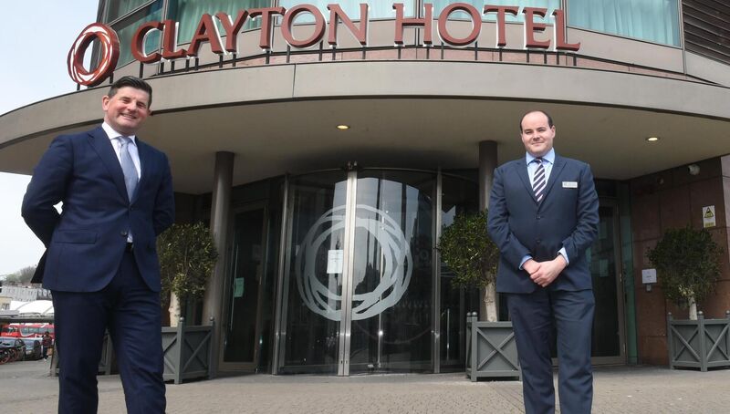 Conor O'Toole, General Manager and Paul O'Connell, Sales &amp; Marketing Manager at The Clayton Hotel, Lapp's Quay, Cork City. Pic; Larry Cummins.