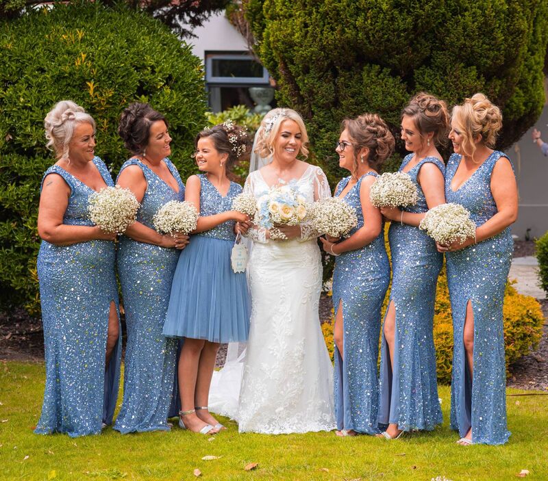 Sandra with her bridesmaids, who were made up of family and close friends.