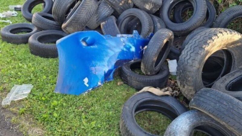 Over 100 tyres and car parts dumped on rural road in Co Meath