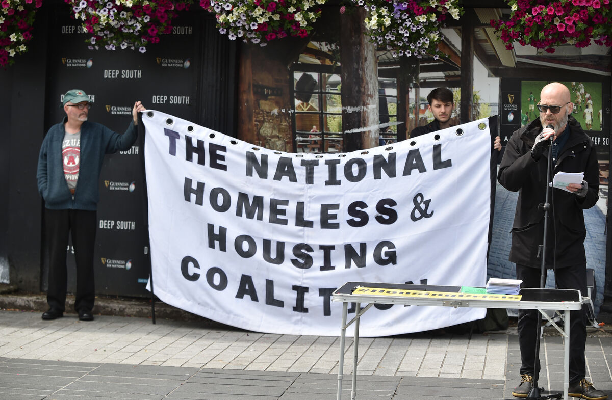  25th June 2022 Frank O'Connor speaking at the housing crisis rally at the Grand Parade in Cork. Picture; Eddie O'Hare