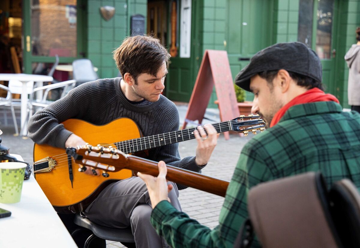 Philip Guiton, and Tom Bouttaz, Gypsy guitars, pictured in Shandon, at Cork City Culture Night.Picture: Michael O'Sullivan /OSM PHOTO Philip Guiton, and Tom Bouttaz, Gypsy guitars, pictured in Shandon, at Cork City Culture Night.Picture: Michael O'Sullivan /OSM PHOTO