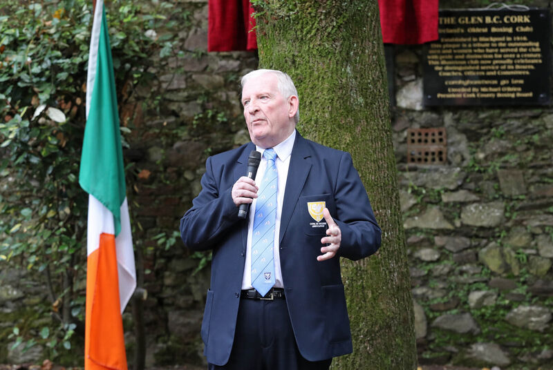  Mick O'Brien, Cork Ex Boxers Association, speaking at the event
