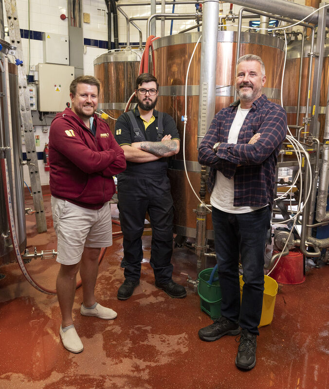 Brewery Manager Steve Guiney, Head Brewer Páidi Scully and craft brewer Shane Long.