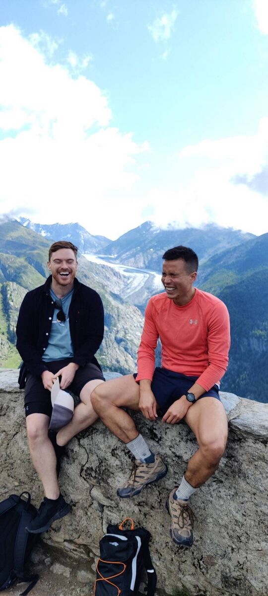 TJ Hegarty and David Hayes, hiking.