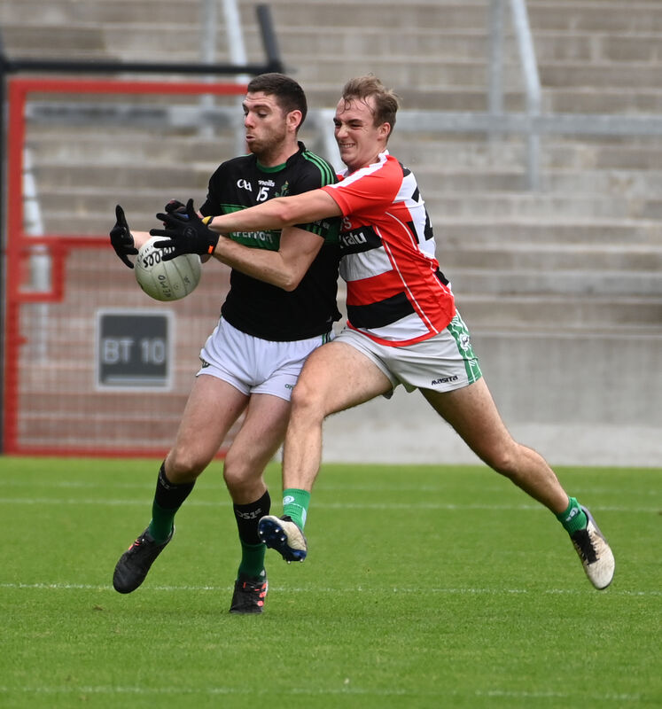 Nemo Rangers' Luke Connolly is tackled by Ballincollig's Evan Cooke. Picture: Eddie O'Hare
