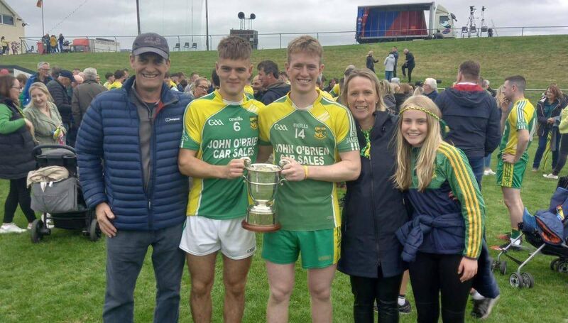 St James captain Conor Hayes with his father Joe, brother Criostoir, mother Eleanor and sister Lily after their recent success in the South West Junior A football championship final. 