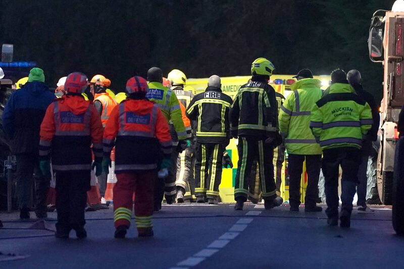 Emergency services continue their work at the scene of an explosion at Applegreen service station in the village of Creeslough in Co Donegal, where at least three people have died. Picture date: Saturday October 8, 2022.